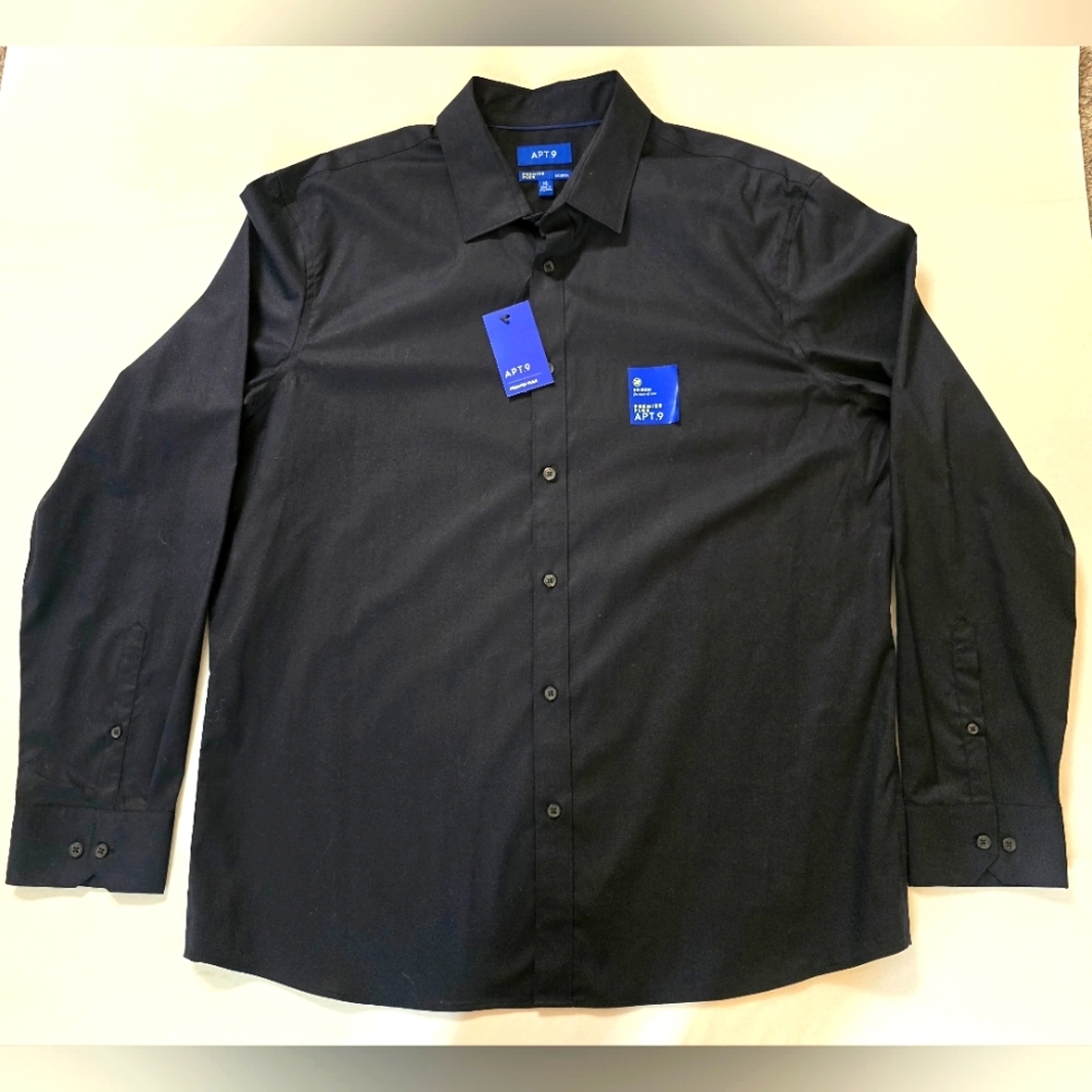 NWT!!! APT 9  Premier Flex, Men's Black Shirt